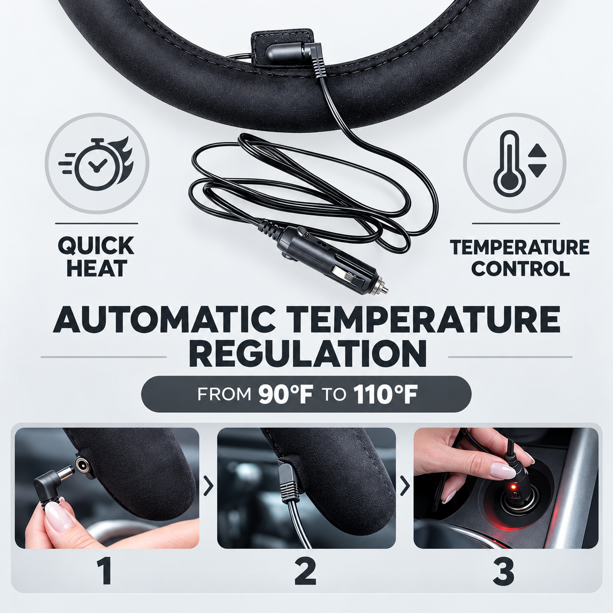 Plush Heated Steering Wheel Cover