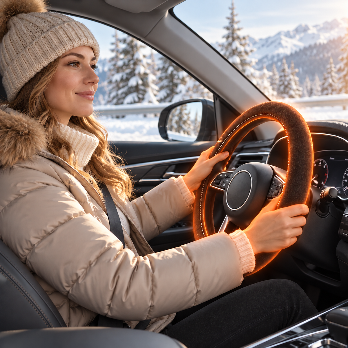 Plush Heated Steering Wheel Cover