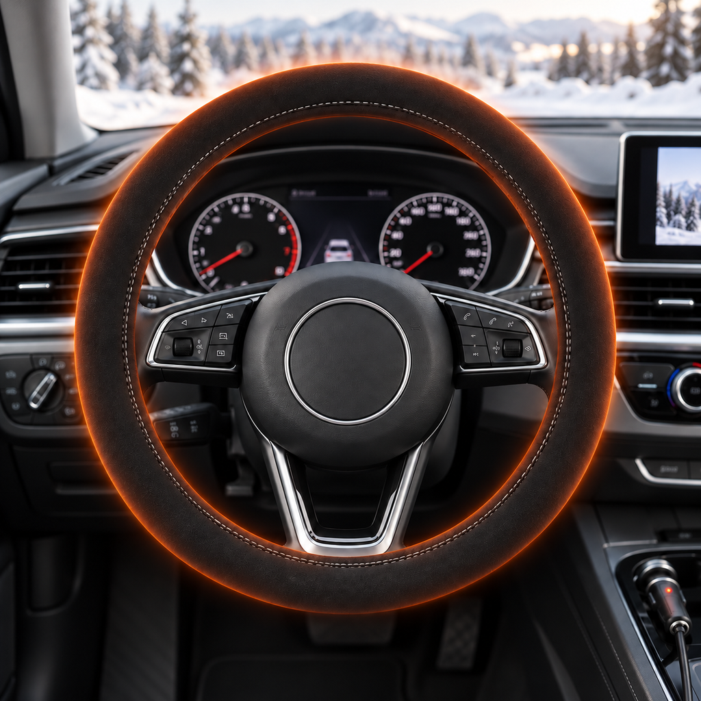 Plush Heated Steering Wheel Cover