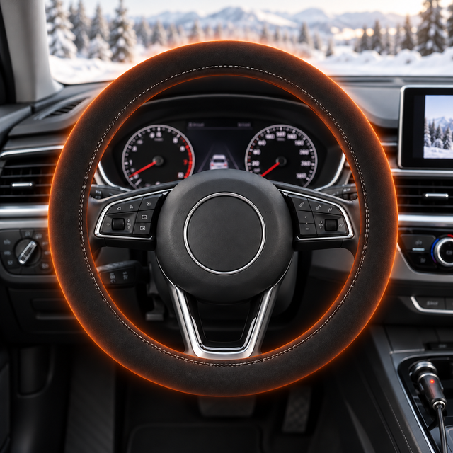 Plush Heated Steering Wheel Cover